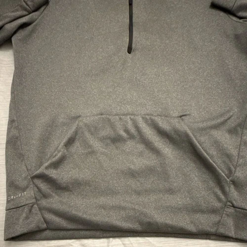 Nike Dri-Fit Pullover Sweater Quarter Zip Up Men’s L Charcoal Gray Made In Egypt